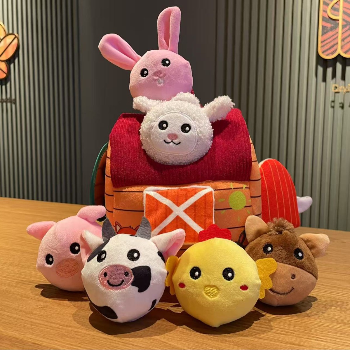 Plush Blind Box Toy Infant Puzzle Toddler Sensory Toy Farm Mini Doll Small House Doll