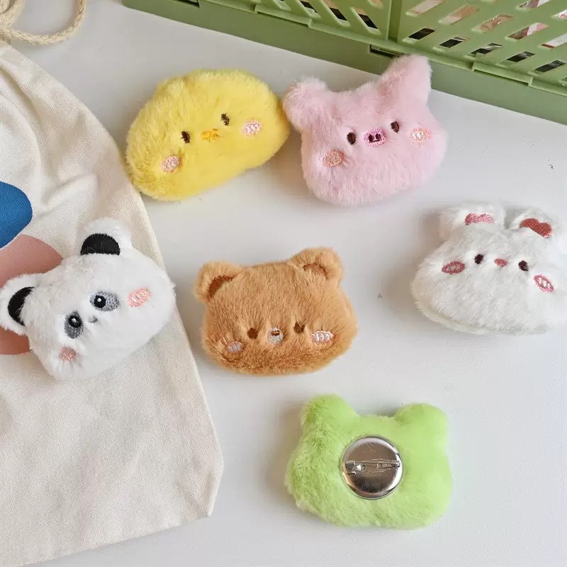 New Plush Bunny Brooch Cartoon Panda Frog Clothing Bag Doll Pin Event Small Gift