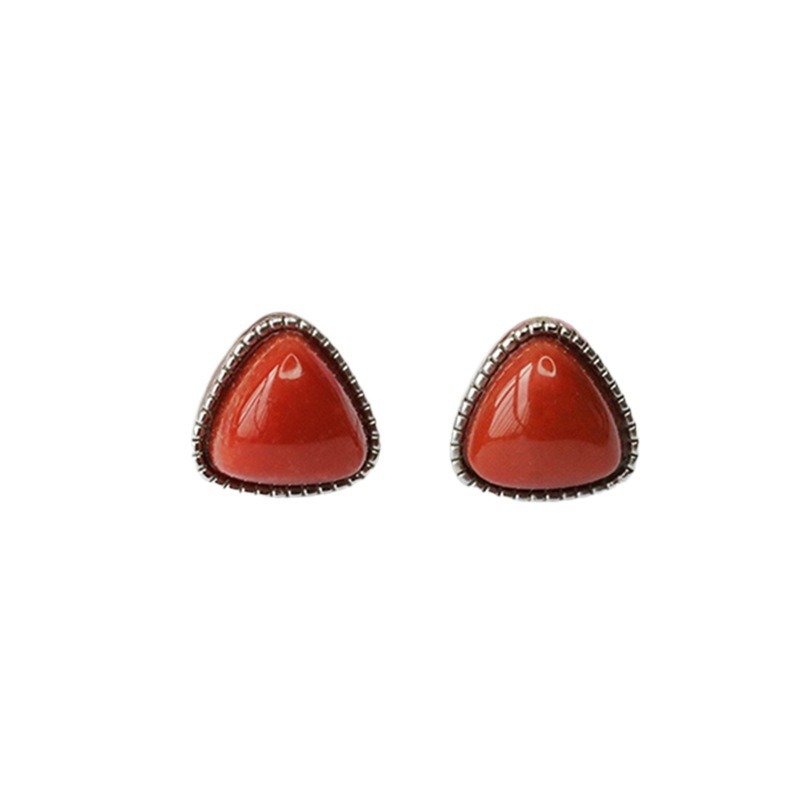 Yuyu South Red Agate Earrings S925 Silver Needle Earrings Women's Crystal Caibao Factory Wholesale MN3100304