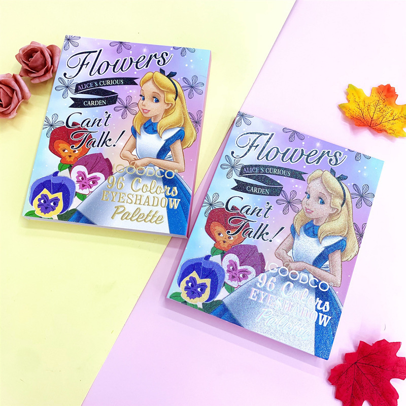 Cross-border foreign trade 96 color Alice pattern eye shadow plate matte pearlescent multi-color makeup processing cartoon one eye shadow