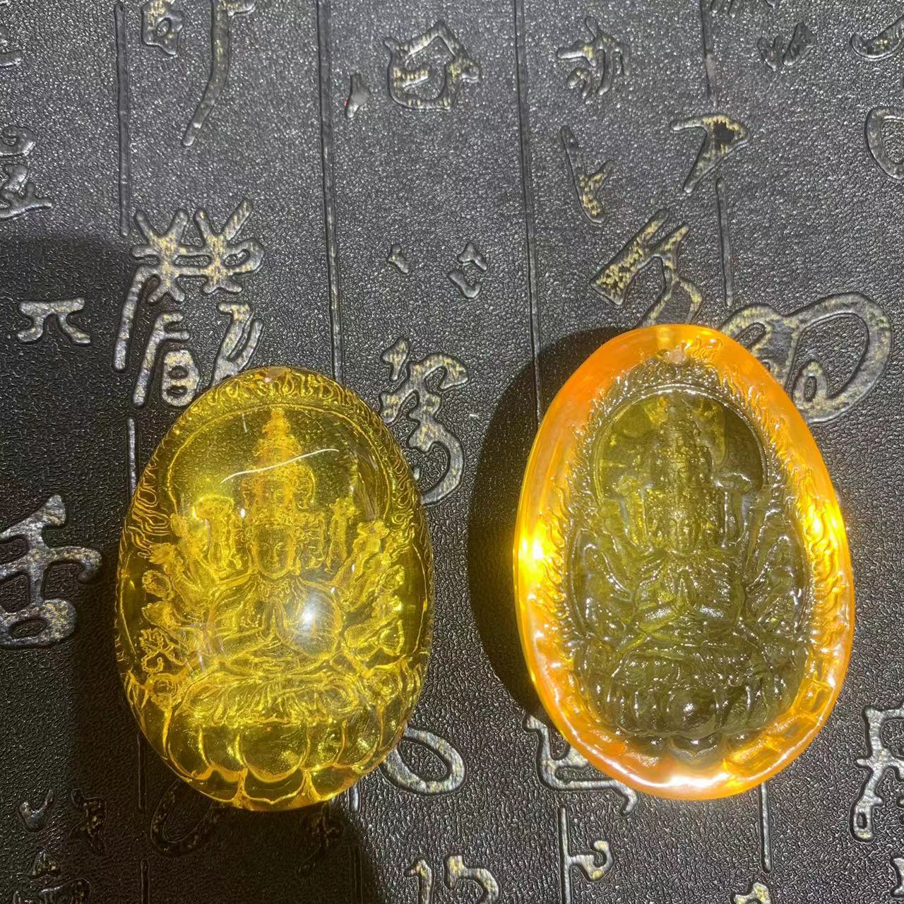 Factory wholesale second generation amber beeswax sweater chain fragrance ancient style carving ornaments dragon pendant Thousand-Hand Guanyin