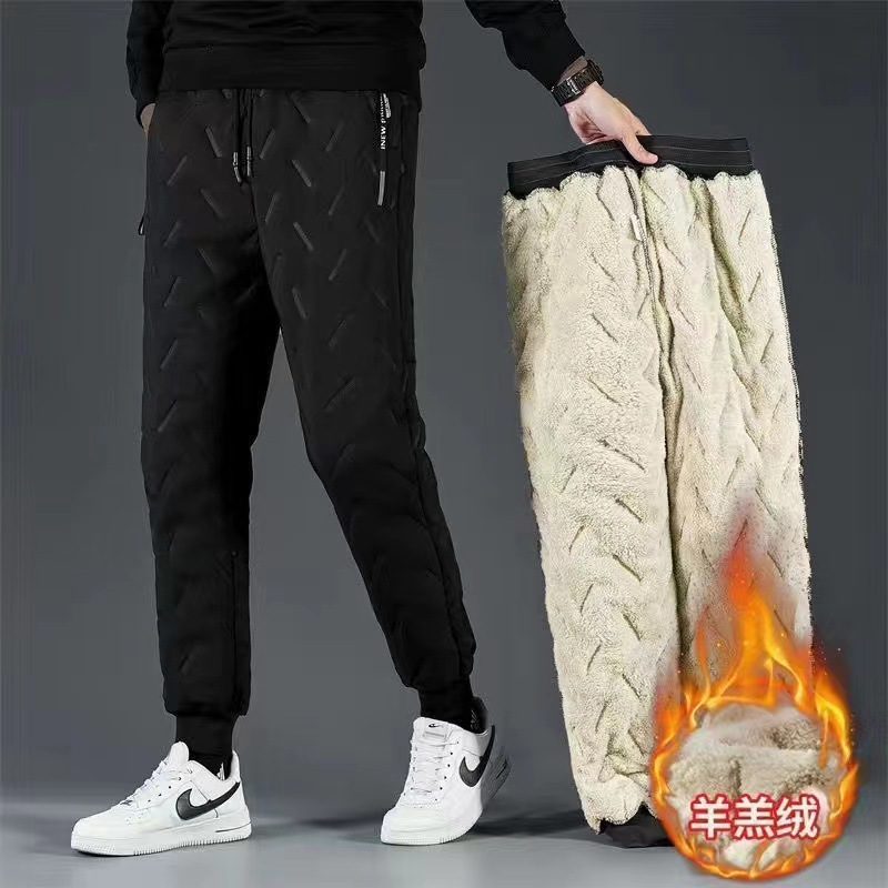 Factory Direct Supply Lamb Velvet Pants Men's Winter New Velvet Casual Pants Loose Large Size Cotton Warm Long Pants
