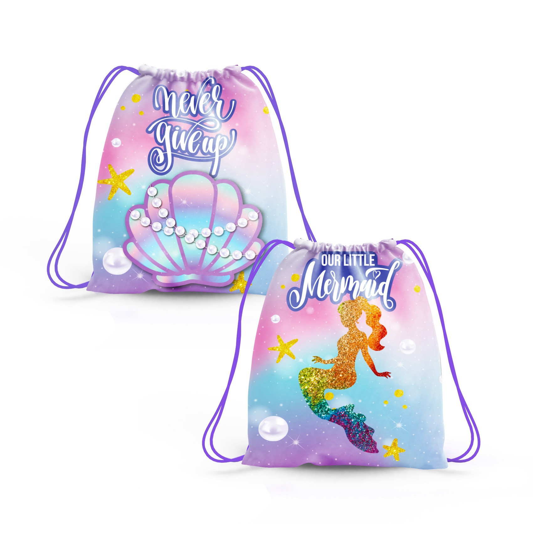 Amazon new mermaid drawstring bag mermaid candy drawstring drawstring bag birthday party Candy drawstring bag