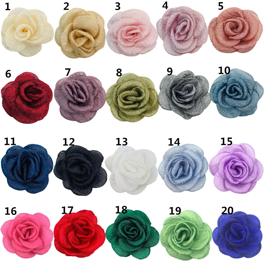 5.5cm Korean Style Kapok Yarn Roasted Edge Yarn Camellia Classic Corsage Shoe Flower Headwear Flower Pet Accessories in stock Batch