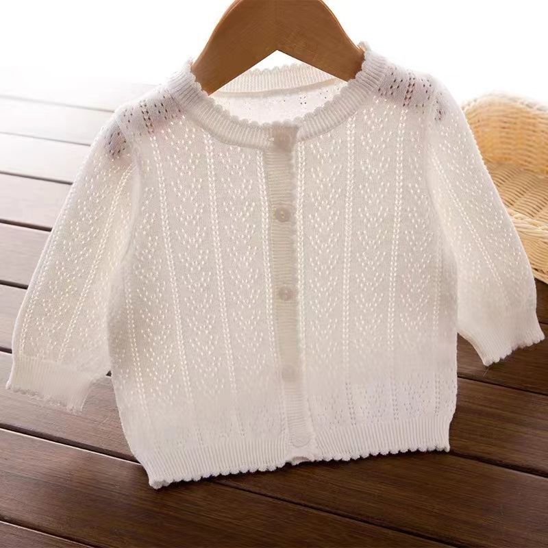 Children's Air-Conditioning Shirts, Pure Cotton Spring and Summer Thin Tops, Men's and Women's Baby Knitted Cardigans, Sun Protection Clothing, Kidsren's Outwears