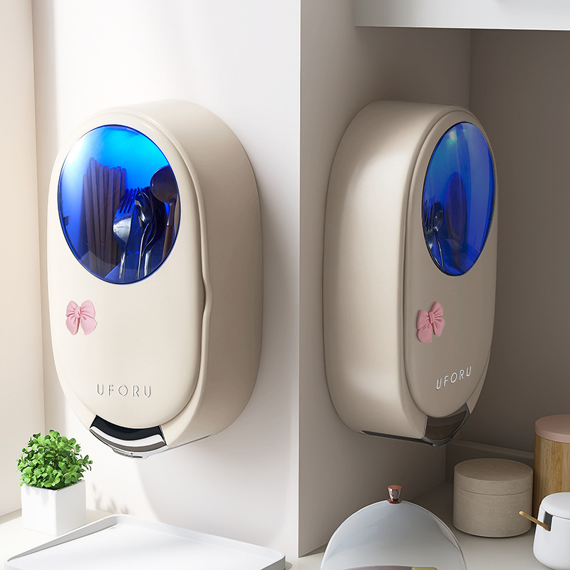 Xinman UV disinfection chopsticks holder household bucket kitchen storage box basket storage rack spoon draining cage wall-mounted