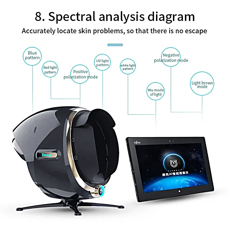 Moji Ai Intelligent Facial Analysis Instrument Foreign Trade Cross-Border Factory Beauty Salon Magic Mirror Skin Tester Skin Detector