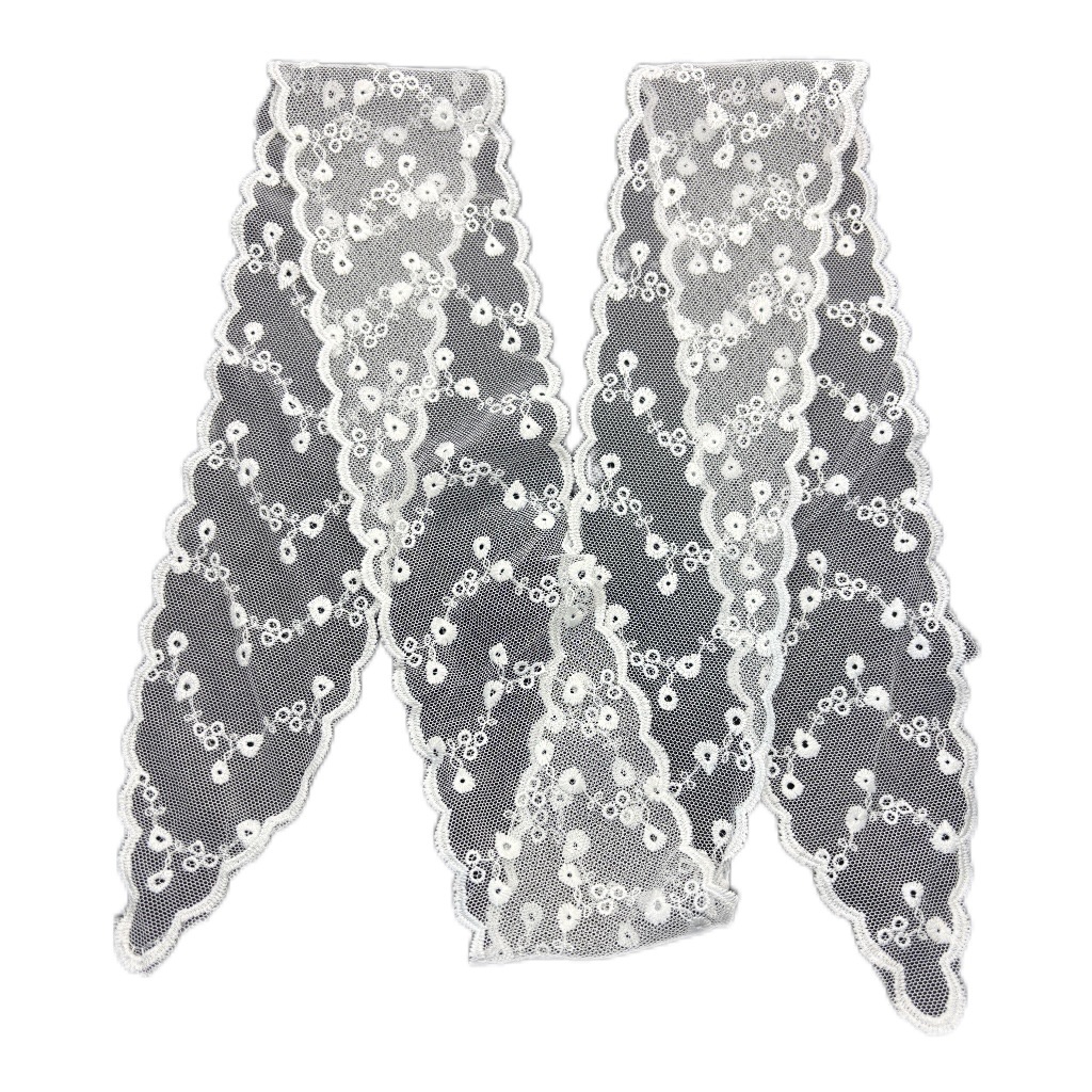 Embroidered Lace Versatile Sweet Style Long Bow Hair Rope Hair Tie Long Gauze Scarf Belt Scarf Factory Wholesale