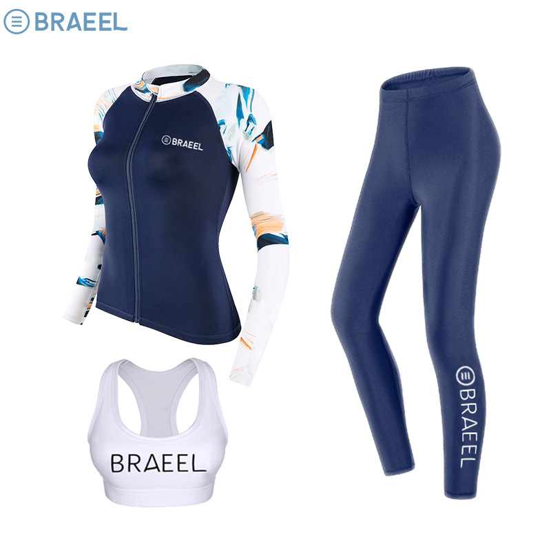 Korean-style Sunscreen Swimsuit Women's Split Summer Long-sleeved Trousers Diving Suit Quick-drying Surfer Suit Slim-fit Snorkeling Suit Jellyfish Suit