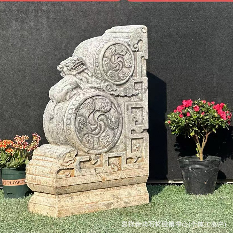 Retro Stone Carving Door Pier Drum Stone Home Courtyard House Door Pier Door as Stone Pier Antique Stone Carving Stone Drum Ornaments