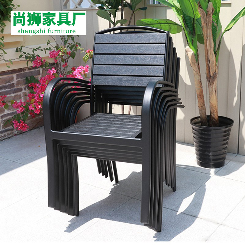 Outdoor Table and Chair Leisure Restaurant Commercial Street Courtyard Table and Chair Plastic-wood Table Aluminum Alloy Anti-corrosion Drying Metal Table and Chair Combination
