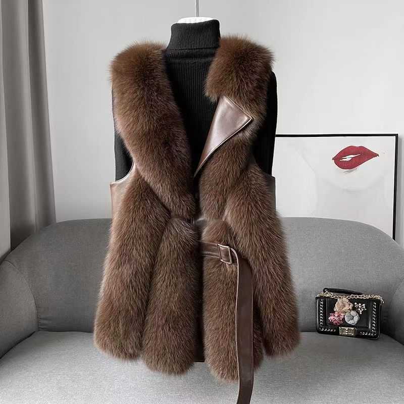 New Imitation Fox Fur Vest Women's Slim-Fit Slim Fashionable Young Style Cyber Celebrous Solid Color Fashionable Imitation Fur Jacket