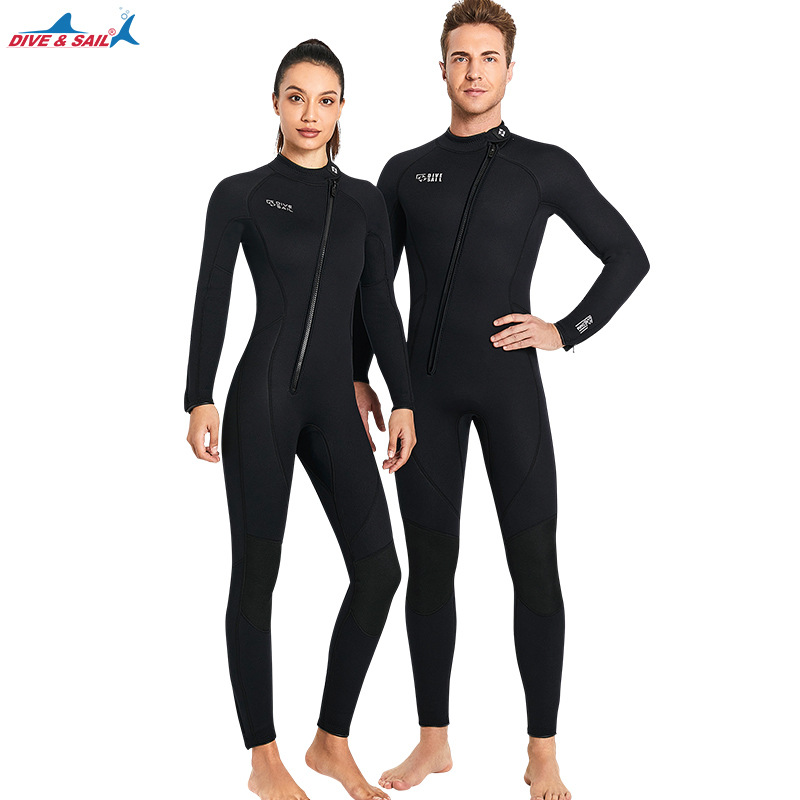 Cross-border new 3mm diving suit men's one-piece warm surfing diving suit women's long sleeve cold-proof snorkeling winter swimming suit