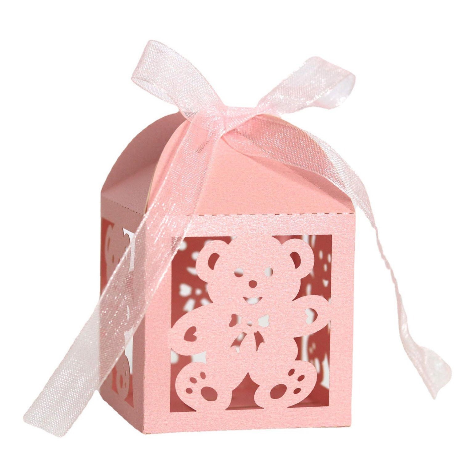 European laser hollow baby Children's Day candy box birthday party candy box blue bear packaging box wholesale