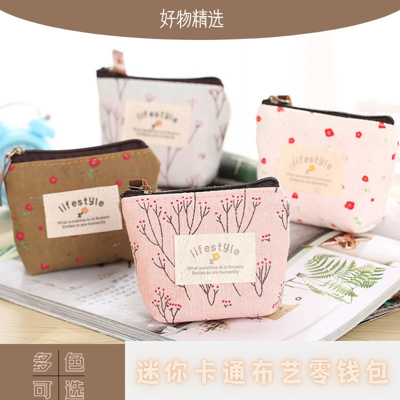 Корейская тканевая монетница, женская ключница, креативная монетница, мультяшная, милая, канва, кошелек в настроении любви