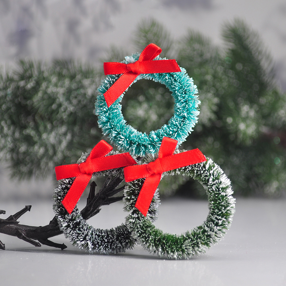 Cross-border simple door decoration Diy Christmas garland simulation rattan qiongma bow mini wreath Easter decoration