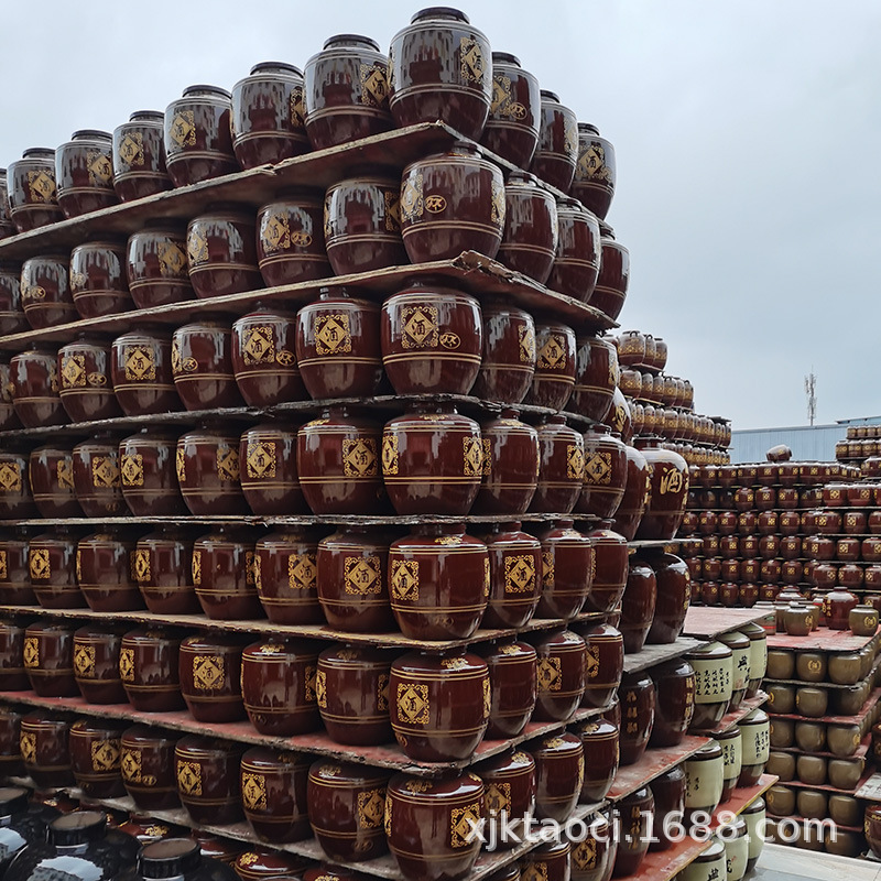 Thickened clay pottery wine jar 50kg 100 KG 200kg red glazed ceramic wine jar household sealed cellar wine jar