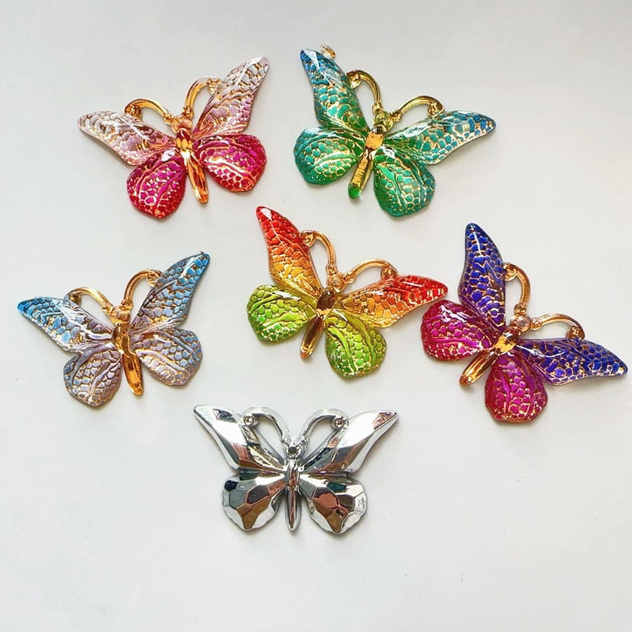 Новый акриловый чехол для мобильного телефона в виде бабочки, градиентный цвет, двухцветная бабочка, аксессуары для обуви с отверстием