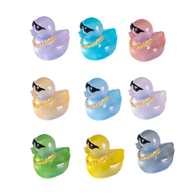 Micro Landscape Color Luminous Sunglasses Duckling Home Furnishing Desktop Ornaments Animal Decorations Resin Desktop Small Ornaments