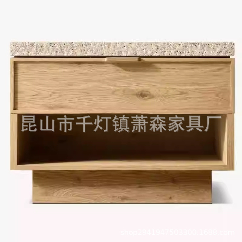 Rh American-Style Minimalist Solid Wood Double Bed King Bedroom Furniture Travertine Villa Hotel Customizable Export