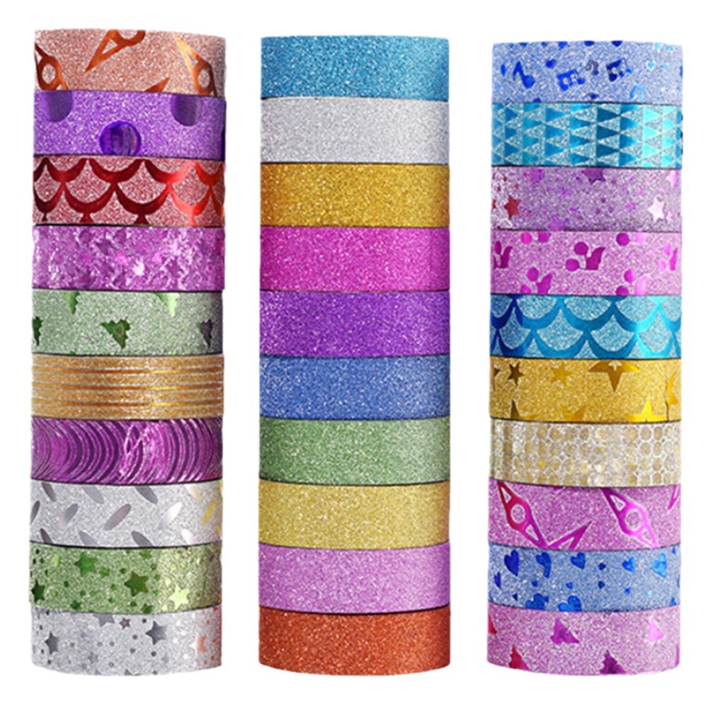 Cross-Border Creative DIY Glitter Tape Creative Stationery Photo Album Decoration Hand Account and Paper Tape Hand-Tearable Glitter Tape