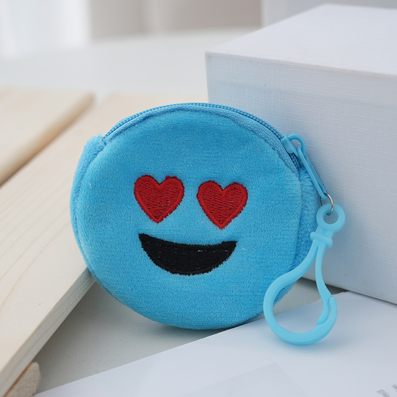 2025 Round Coin Purse Mixed Color Expression Coin Purse Cartoon Embroidered Small Bag Kidsren's Coin Purse Plush Bag
