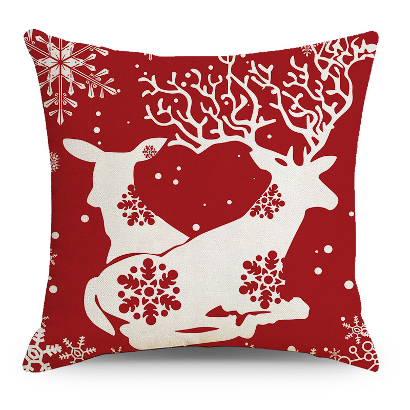 Christmas Pillowcase Linen Combination Pillowcase Home Living Room Sofa Decorative Pillowcase Car Lumbar Pillowcase