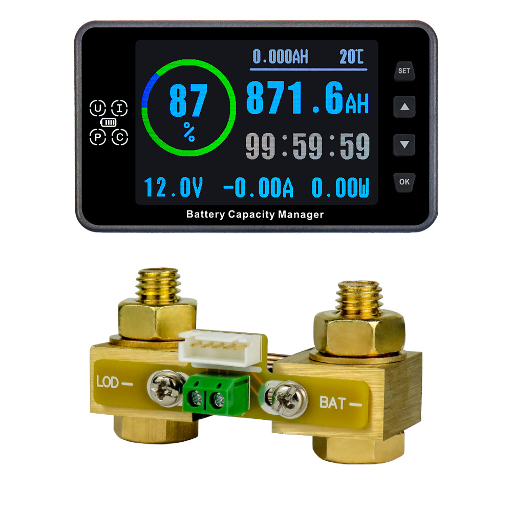 VA9910\3.5 "Color Screen LCD Digital Display Multifunctional RV Forklift Battery High Precision Electricity Meter Coulomb Meter