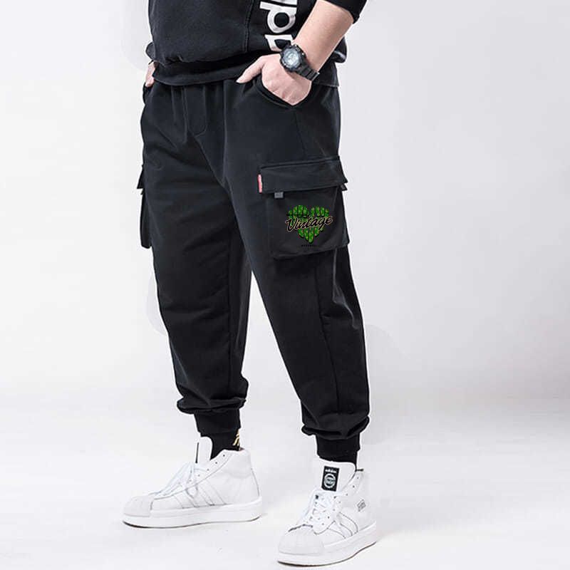 Spring and Autumn Coil Pants Men's Plus Fertilizer Plus Loose Sports Foot-binding Coil Pants Casual Pants Pants for Fatty Men