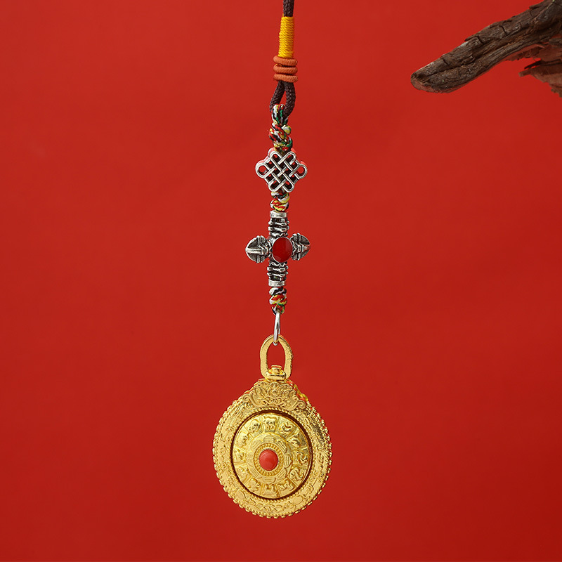 Factory Direct Supply Xizang-Style Twelve Zodiac Double-Sided Rotating Pendant Nine Palace Bagua Ancient Burnt Blue Ethnic Style Jewelry
