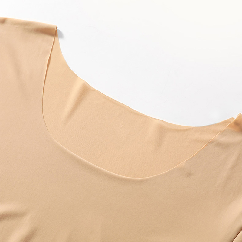 Spring and Autumn women's ultra-thin seamless underwear low collar long sleeve bottoming shirt flesh color inner top ice silk tights skin bottom clothes