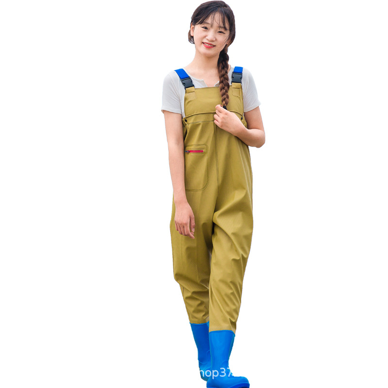 3D Women's Half-length Women's Water Pants Half-length Rain Pants Waterproof Clothes Women's Catching Fish Hooked Full-body Fishing Leather Fork