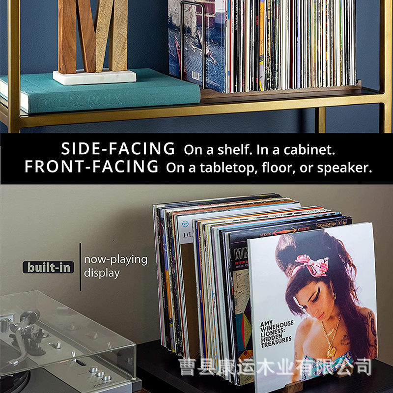 Wooden vinyl record storage rack CD storage rack desktop album storage rack old record storage display rack
