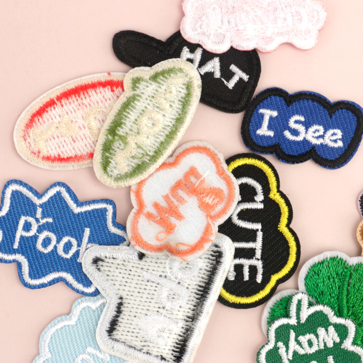 Cartoon Hot Melt Adhesive Embroider English Heart Embroider Cloth Stickers Shoes and Hats DIY Decorative Cartoon Animation Decals