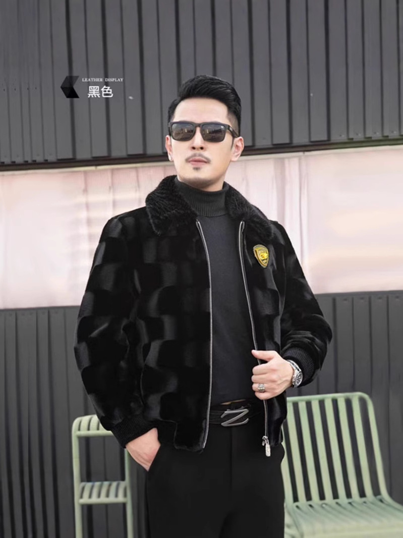 Winter Thickeneded Warm Mink Outwear New Imitation Fur Men's Golden Mink Velvet Handsome Outwear Lapel Jacket Men's Clothing