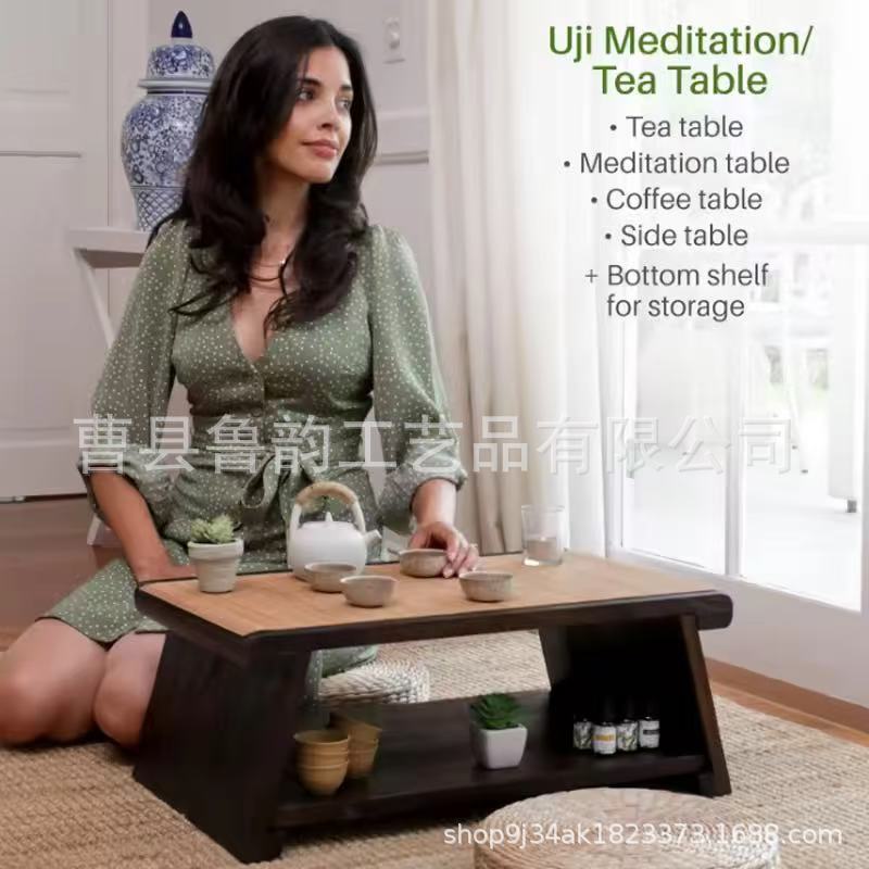 Wooden Bay Window Table Folding Kang Table Household Living Room Tatami Small Table Bay Window Floor Sitting Balcony Low Table Small Tea Table