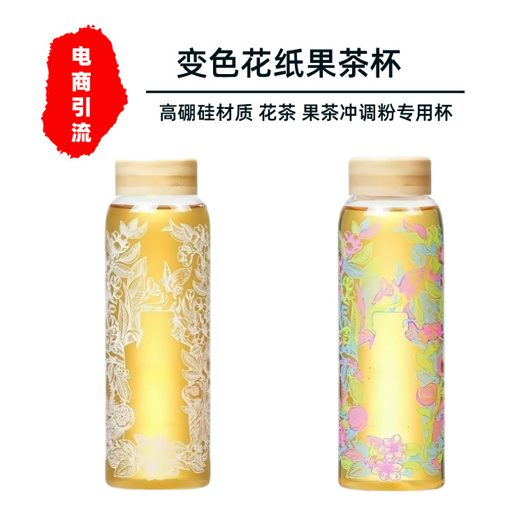 Чашка с меняющим цветом, жаропрочная, для холодного чая, портативная