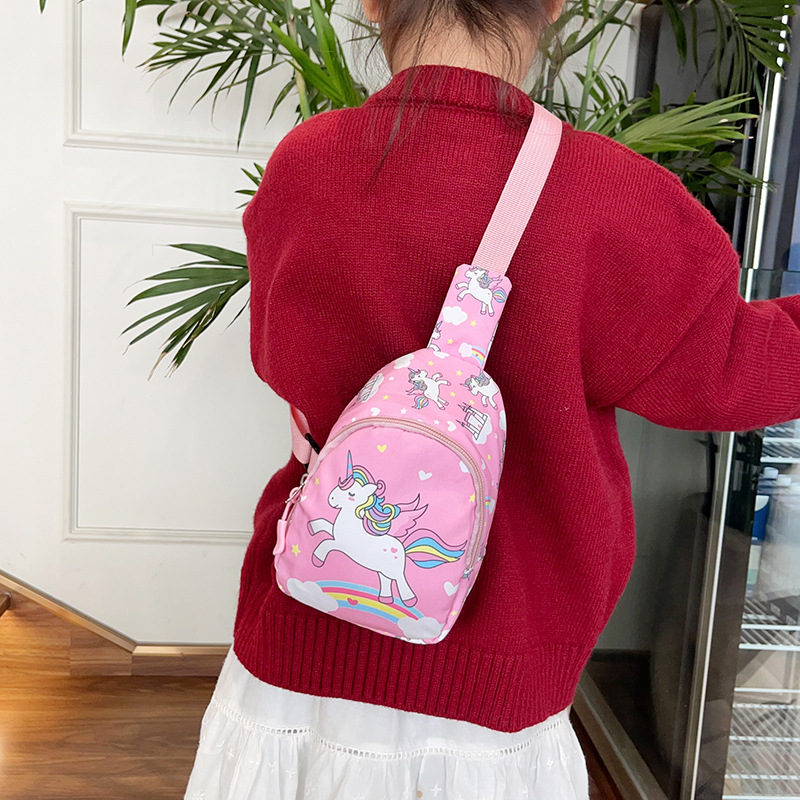 Cartoon Fashion Children's Chest Bag 2024 Autumn and Winter New Trendy Princess Trendy Crossbody Bag Unicorn Children's Waist Bag