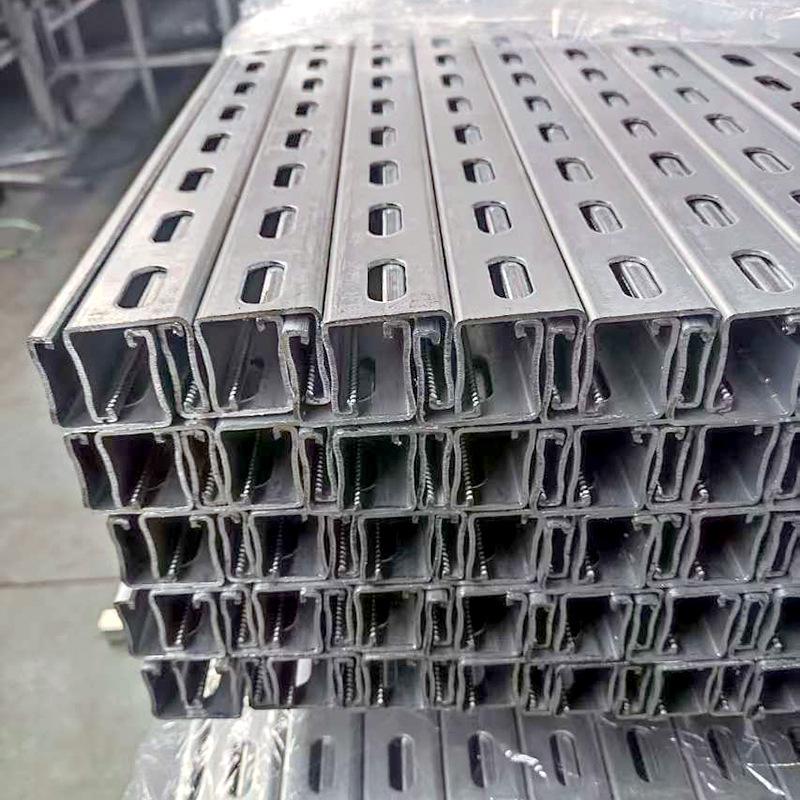 Zinc aluminum magnesium c steel photovoltaic bracket 41*41 steel structure bracket hot galvanized trough cable tray seismic bracket