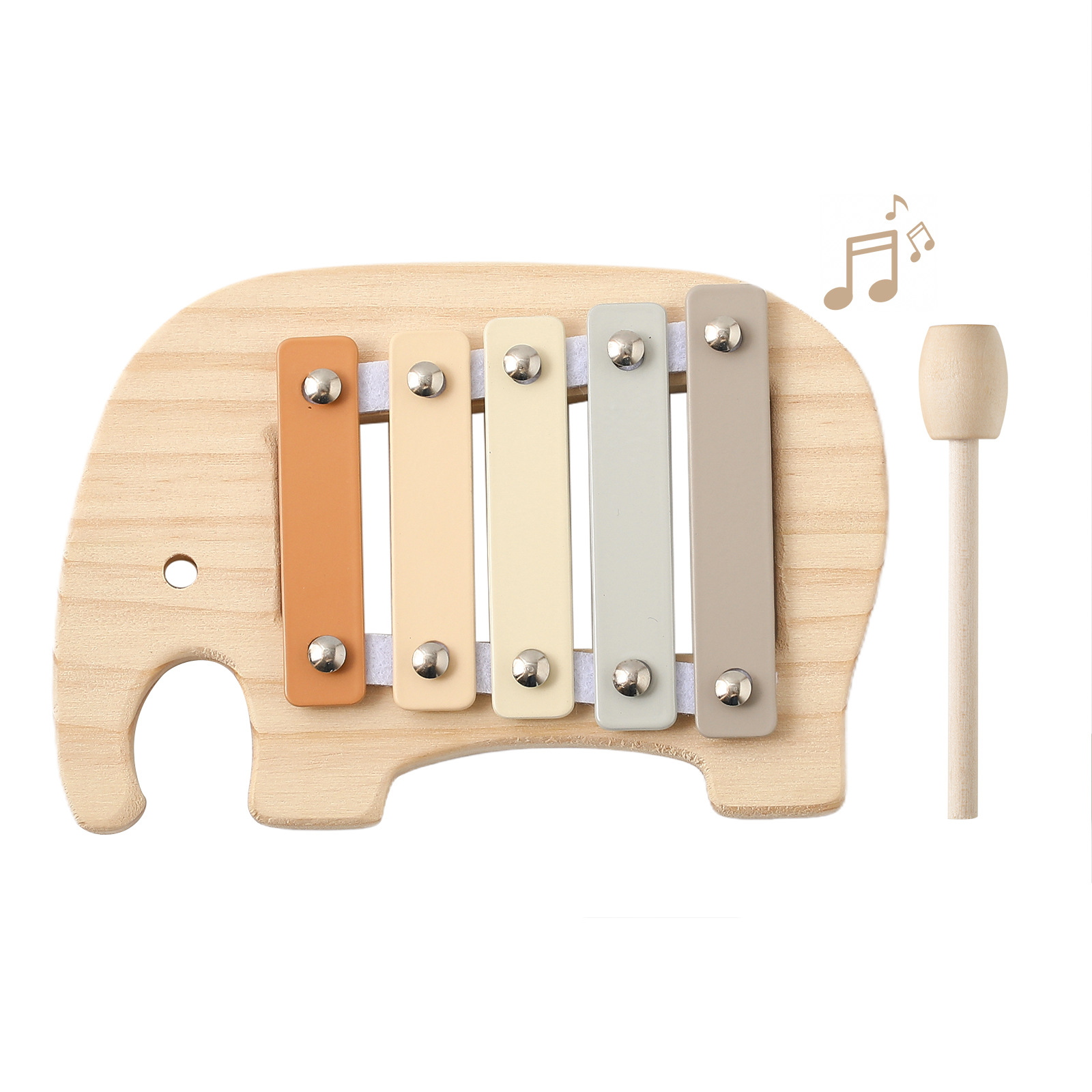 Hands-on Brain Percussion Instrument 5-tone Baby Elephant Knocking Piano Cross-border Educational Baby Music Early Education Wooden Knocking Piano Toy