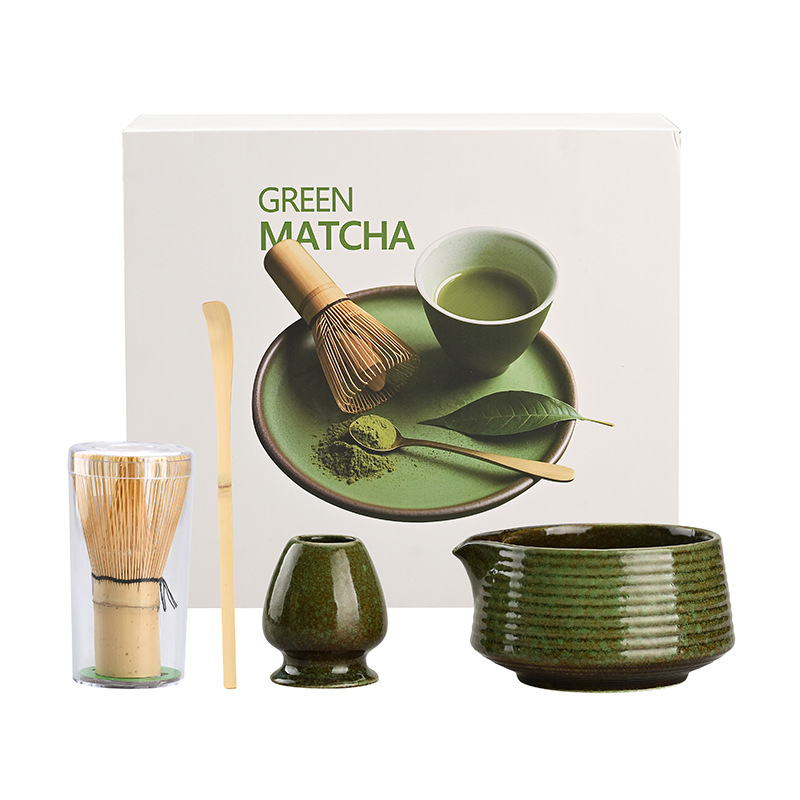 Cross-Border Exclusive Ins-Style Matcha Tea Set Japanese Tea Matcha Bowl Tea Whisk 5-Piece Tea Ceremony Accessories Set
