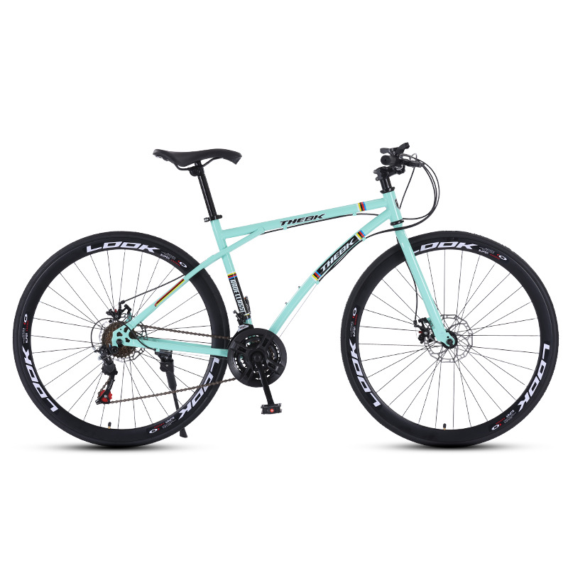 Variable Speed Fixed Gear Bicycle for Adults to Work, Ultra-Light Road Disc Brake Curved Handlebar, High-Looking Internet Celebrity Male and Female Student Bicycle