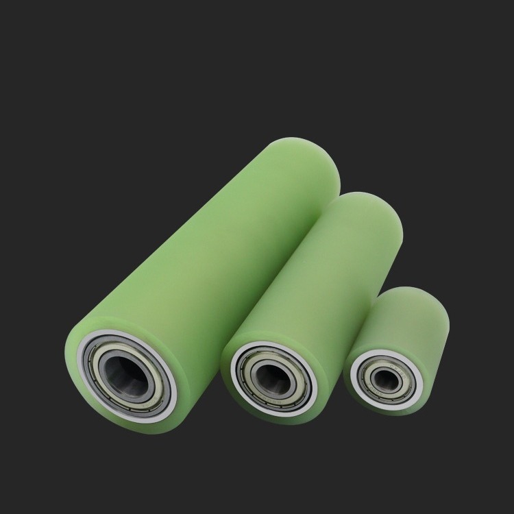Polyurethane Rubber Unpowered Roller Double Bearing Silent Roller Wear-Resistant Roller Rubber Roller Rubber Wheel Fixed with Rubber Coating