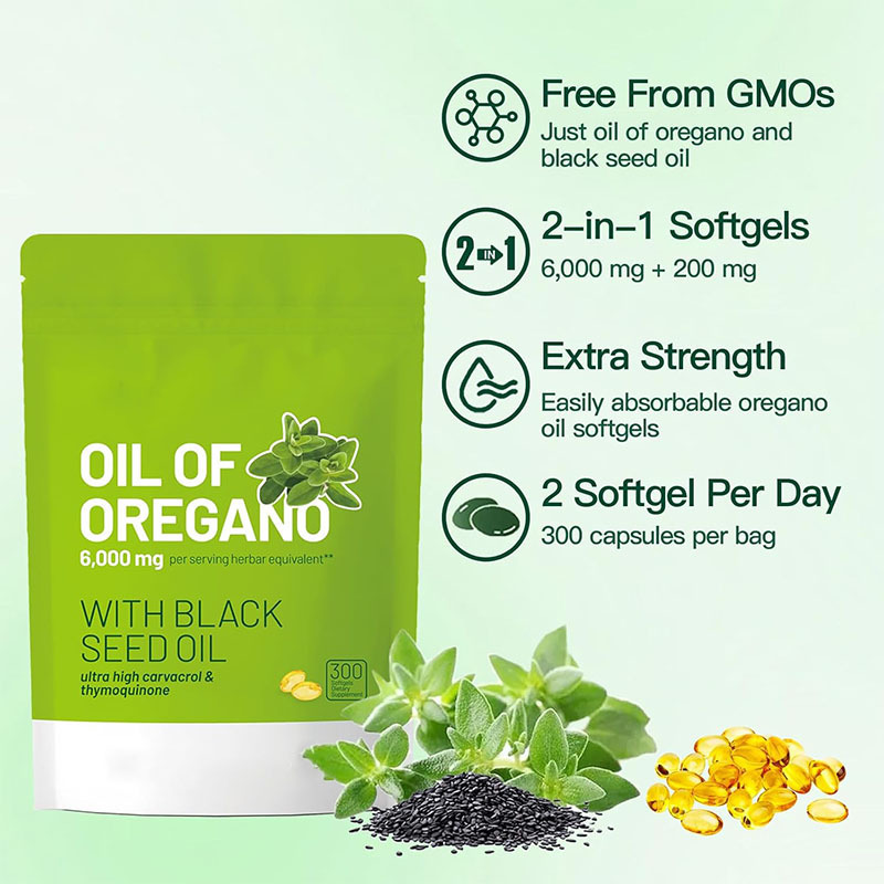 Cross-border Hot Oregano Oil with Black Seed Oil 300 Soft Capsules Oregano Oil Source Manufacturer OE M