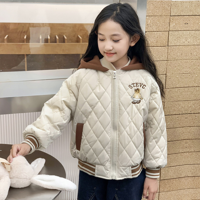 2025 New Boys' Quilted Thickened Jacket Girls' Spring Autumn Winter Stylish Cotton Coat for Older Children