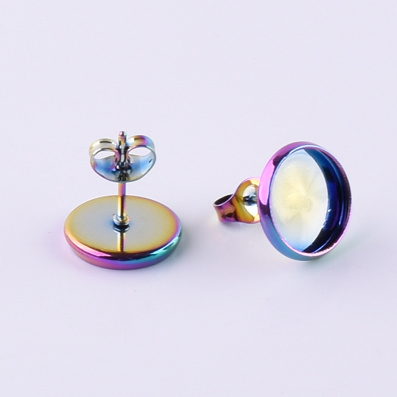 Manufacturer Wholesale Stainless Steel Jewelry Stainless Steel Earrings Disc Gem Holder 4-14mm DIY Earrings Accessories
