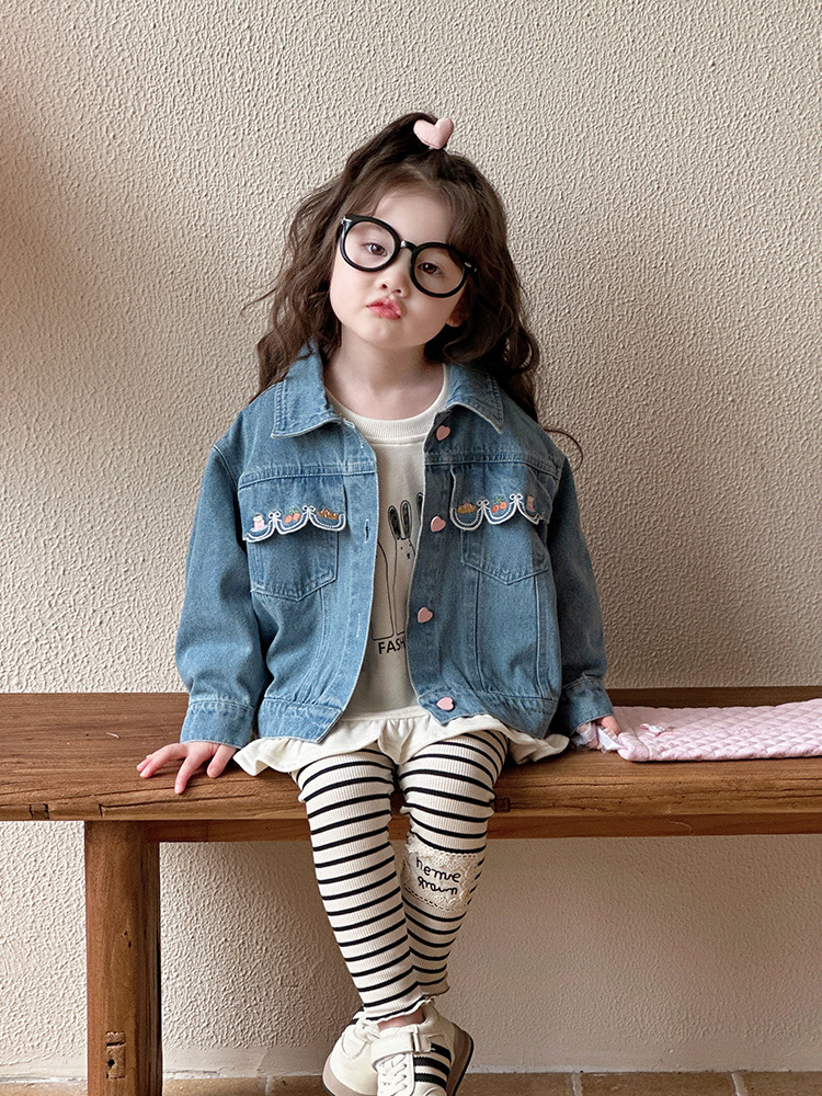 Girls Denim Jacket Spring and Autum 2025 New Kidsren's Korean Style Tops Little Girls Fashionable Clothes Baby Autum Clothes