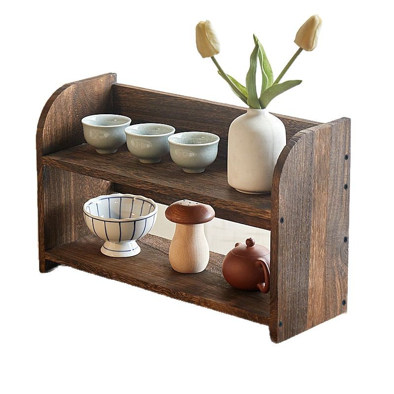 Bogu Rack Solid Wood Chinese-style Desktop Table Storage Rack Tea Set Tea Cup Display Rack Duobao Pavilion Teapot Rack Ornaments