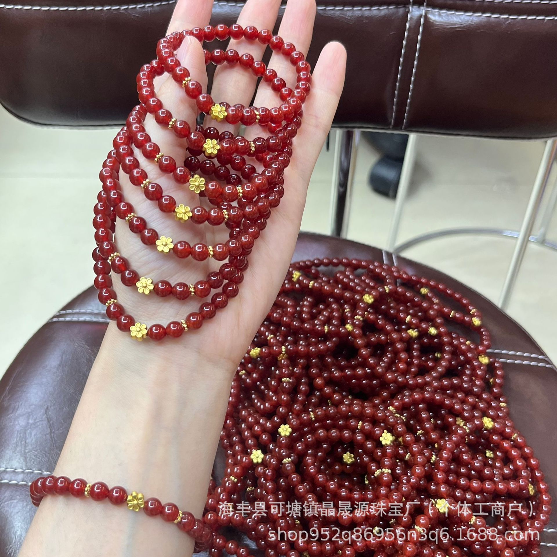 Natural Red Agate Bracelet Southern Red Bracelet with Flower Accessories Summer Original Design Online Celebrant Live Welfare
