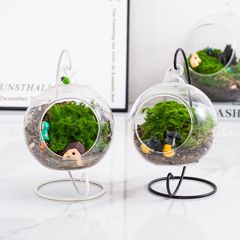 Wholesale semi-circular home decorative micro landscape hanging bottle iron rack cartoon Barbie doll cradle hook bracket